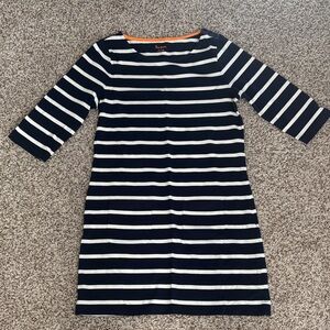 Boden Navy and White Striped Dress